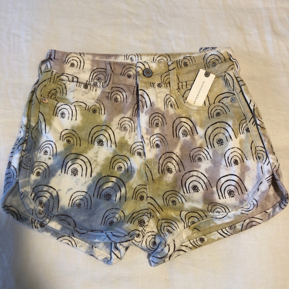 Pastel tie-dye rainbow Anthropologie shorts